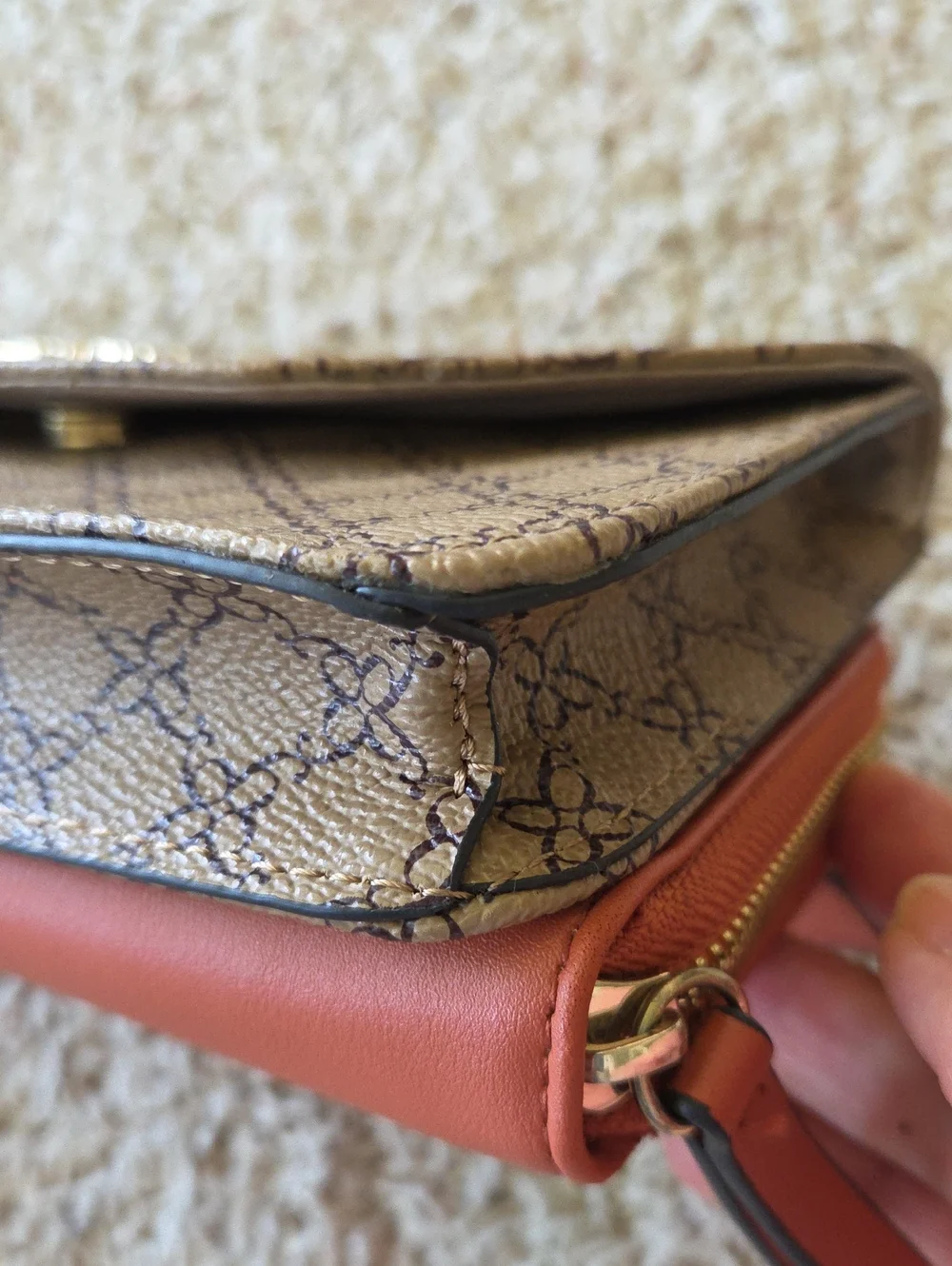 Nine West Tan Monogram Crossbody Bag Wallet